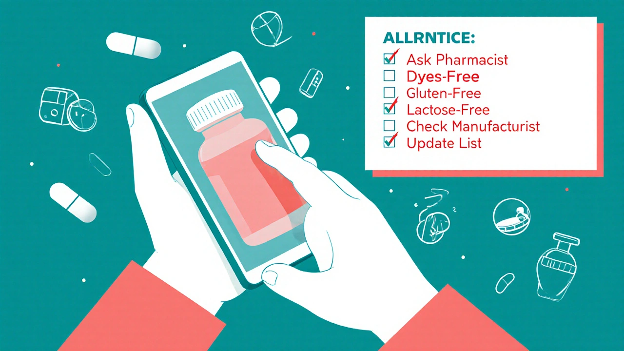 Person scanning pill bottle with phone, seeing safe medication alternatives appear digitally.