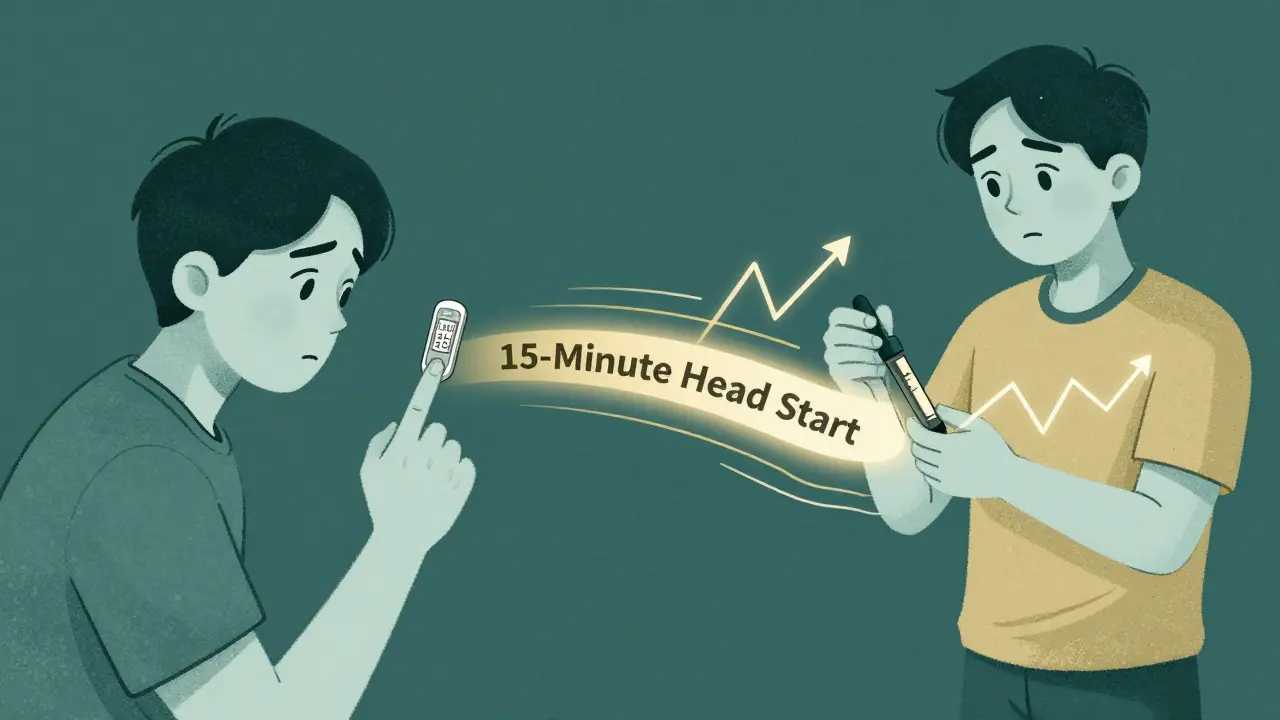 Side-by-side comparison of fingerstick vs CGM glucose management approach