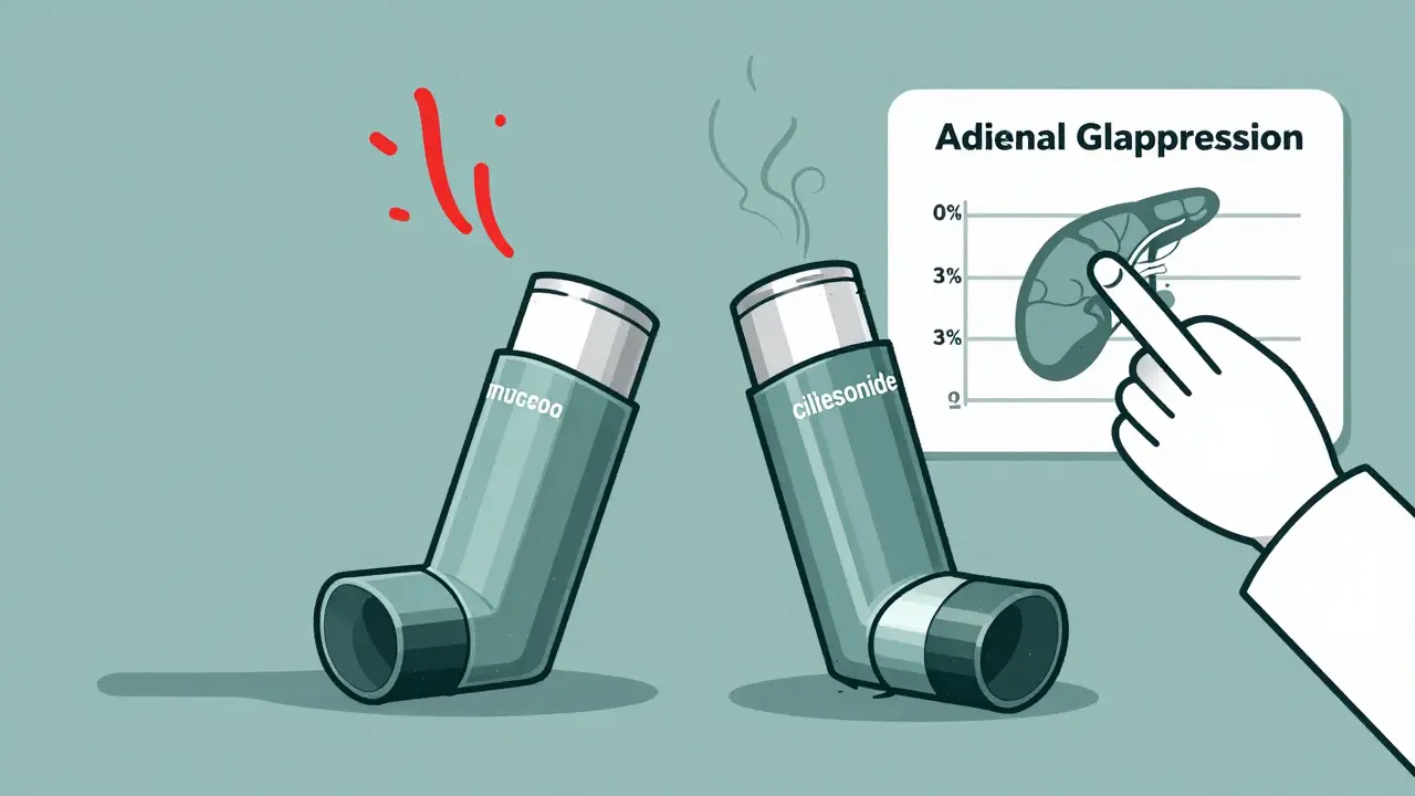 Comparison of two inhalers showing different systemic absorption levels