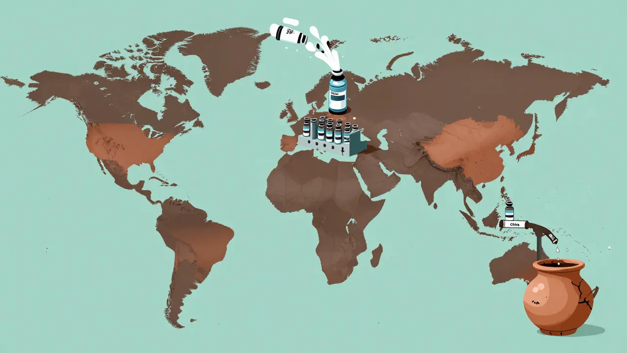 India as a giant factory exporting vaccines while Africa’s supply drips from a distant pipe.