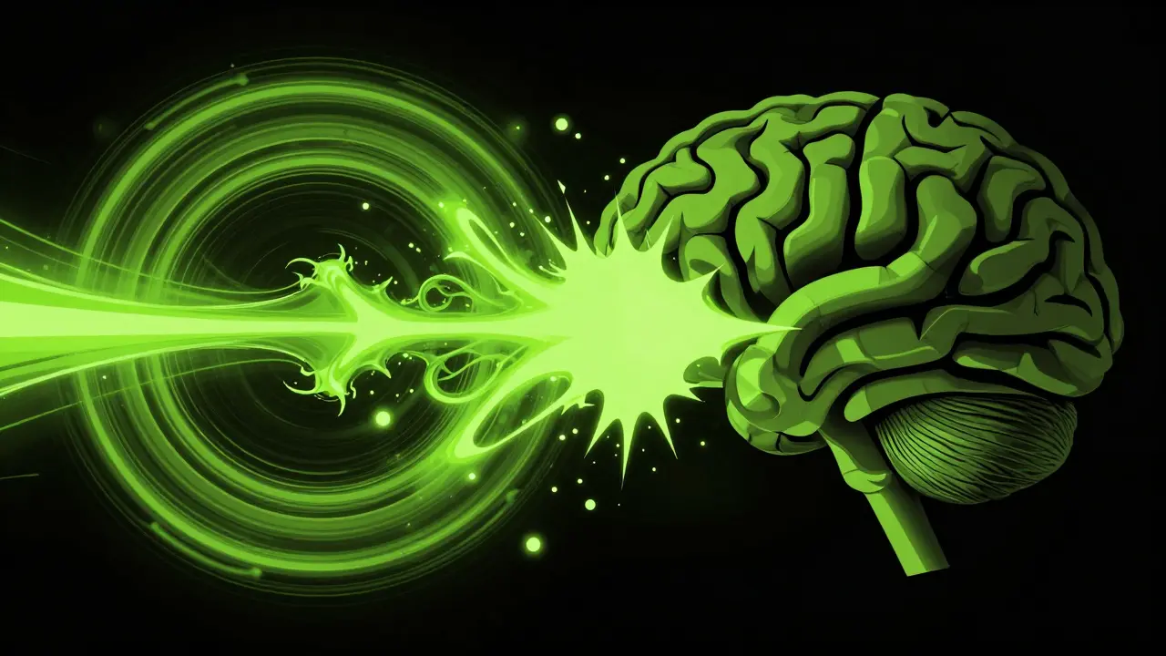 Abstract brain silhouette showing internal chemical conflict