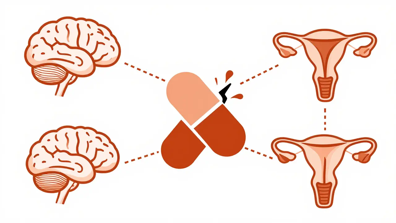 Graphic metaphor of disrupted hormone axis by opioids