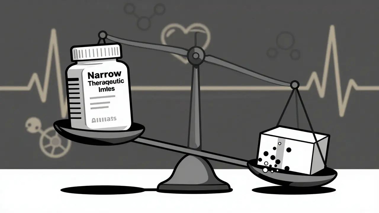 Balance scale showing risk of switching from brand to generic medication
