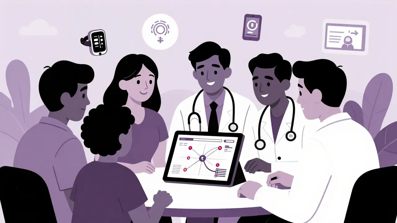 Diverse patients and doctors using tech for trial access